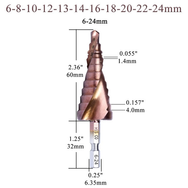 HSS Step Cone Drill Bits CO High-Speed Steel - KiwisLove