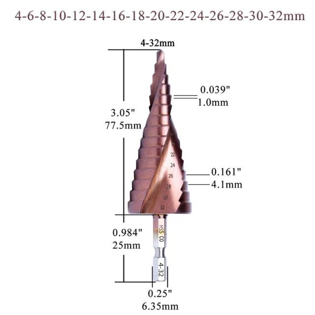 HSS Step Cone Drill Bits CO High-Speed Steel - KiwisLove