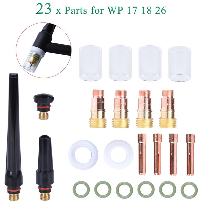 23Pcs TIG Welding Torch Stubby Gas Lens For WP17 WP18 WP26 - KiwisLove