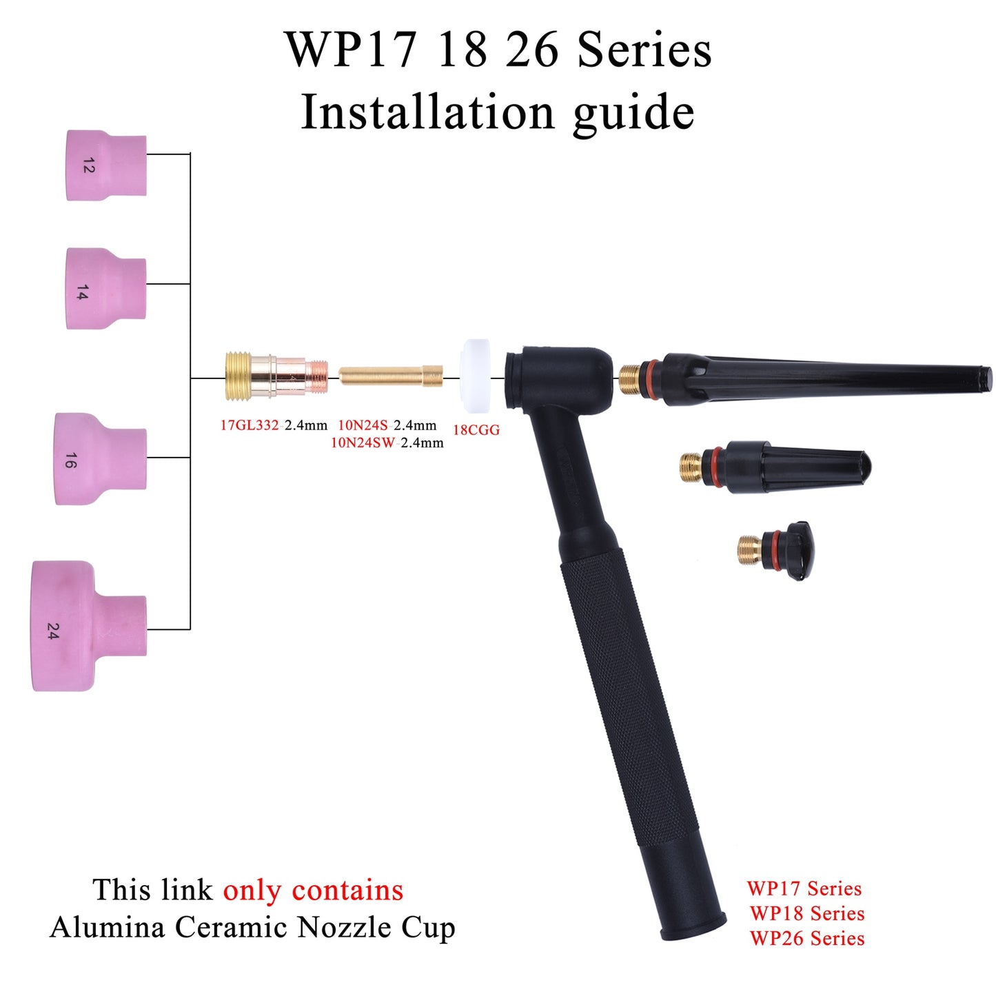 TIG Alumina Ceramic Nozzle Cups Strainer Mesh Gas Lens Holder Extra Large - KiwisLove
