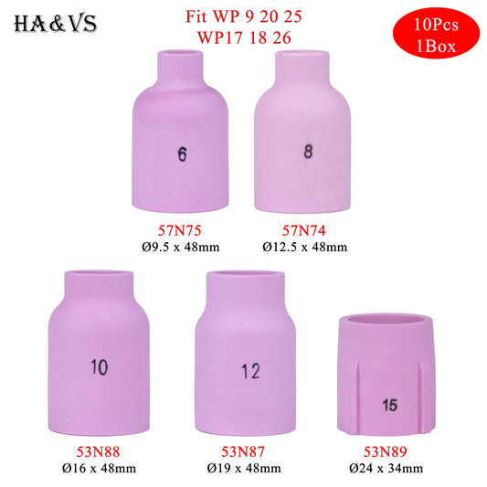10Pcs Alumina Nozzles For TIG WP9 20 WP17 18 26 Welding Torch Ceramic - KiwisLove