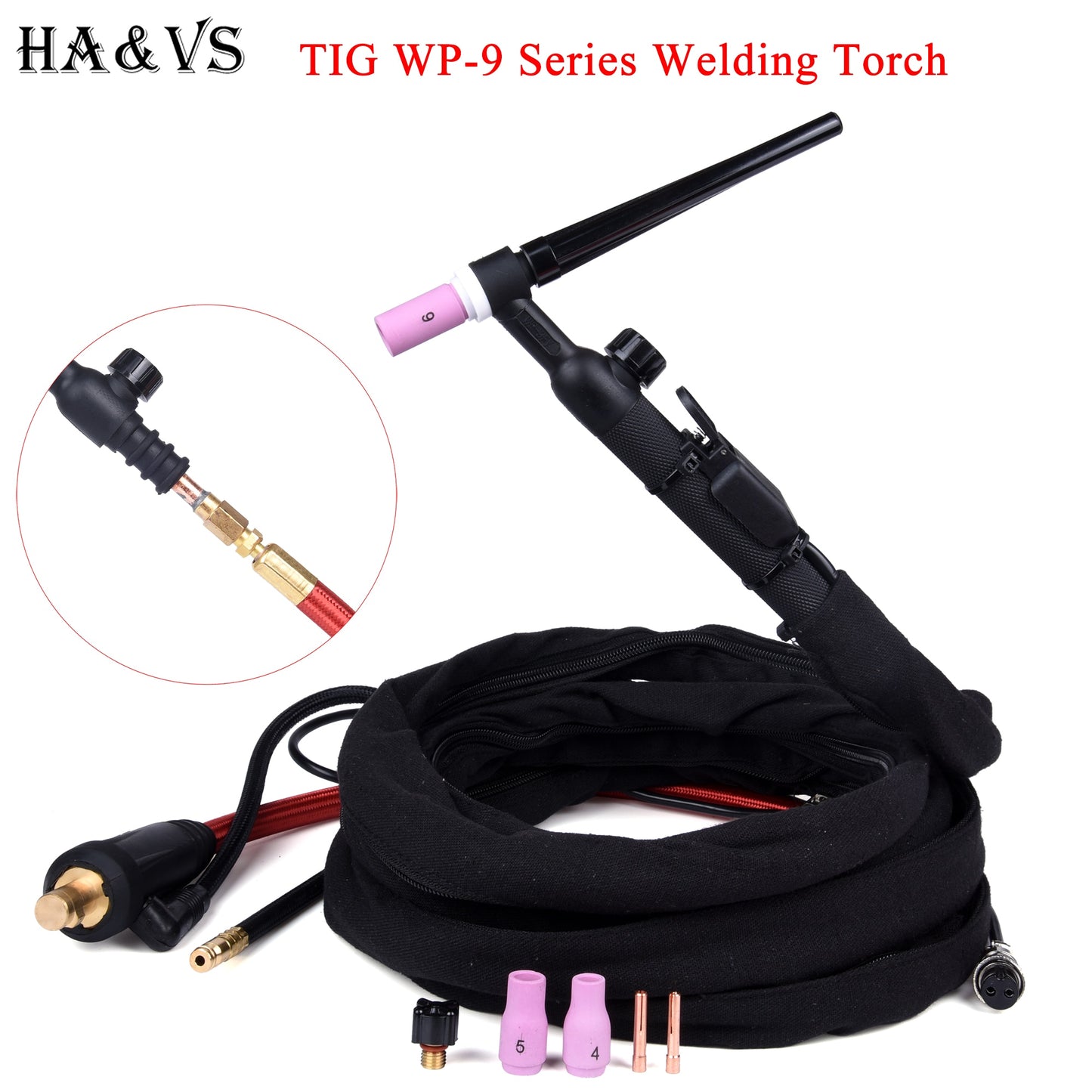 WP9 WP9FV WP9F TIG Welding Torch Gas-Electric Integrated Red Hose 4M - KiwisLove