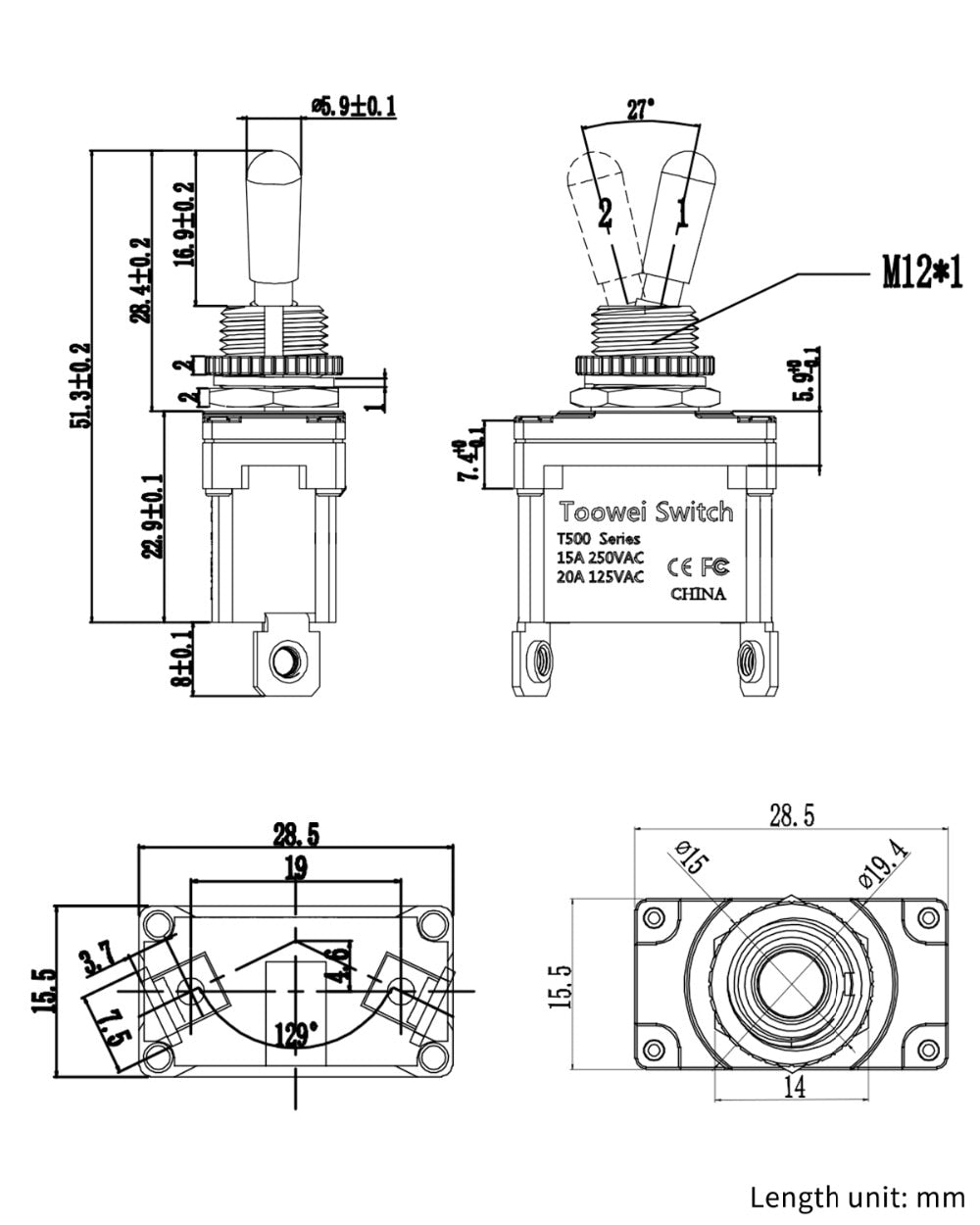 Momentary Screw Toggle Switch SPST SPDT DPST DPDT IP67 Rohs - KiwisLove