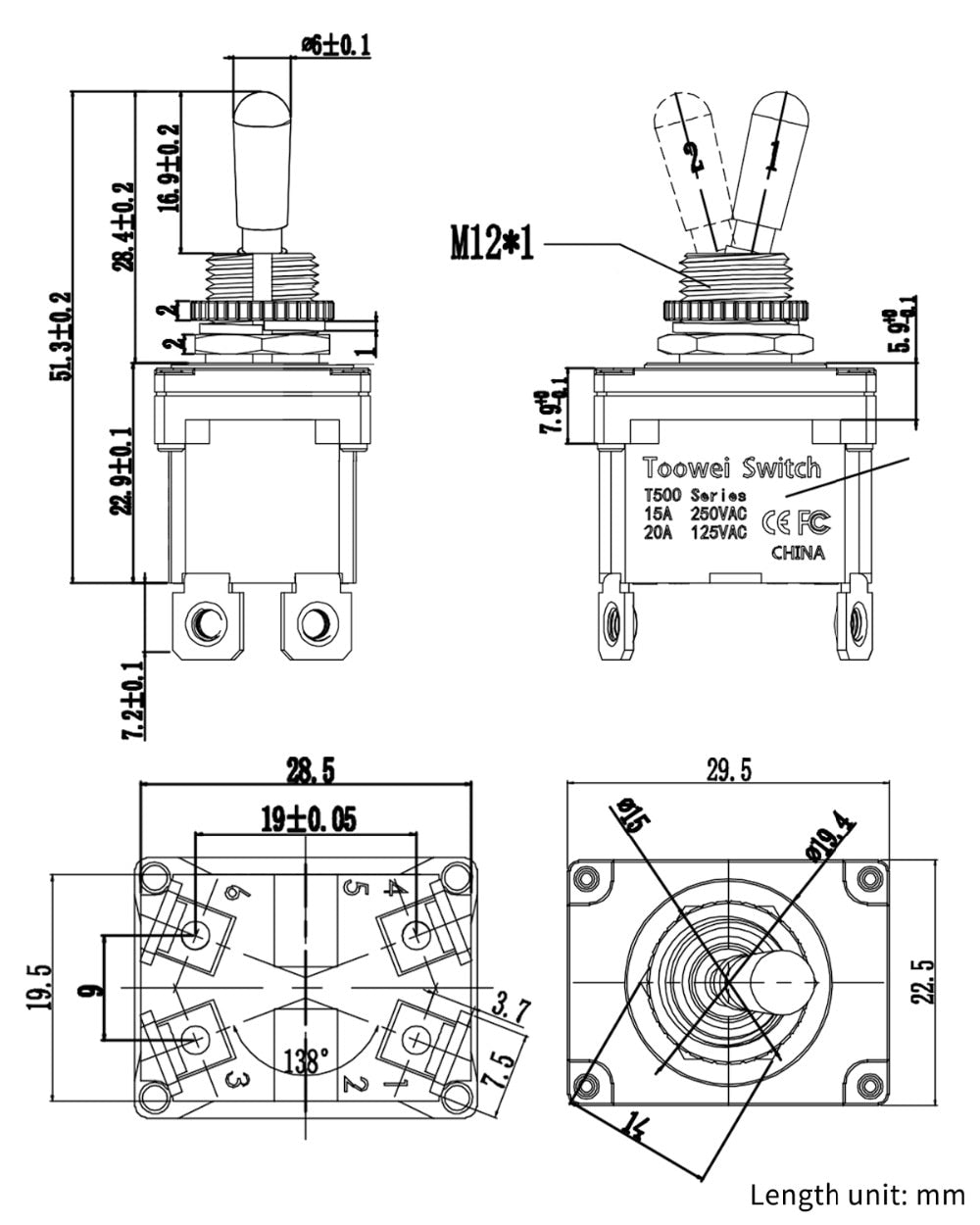 Momentary Screw Toggle Switch SPST SPDT DPST DPDT IP67 Rohs - KiwisLove