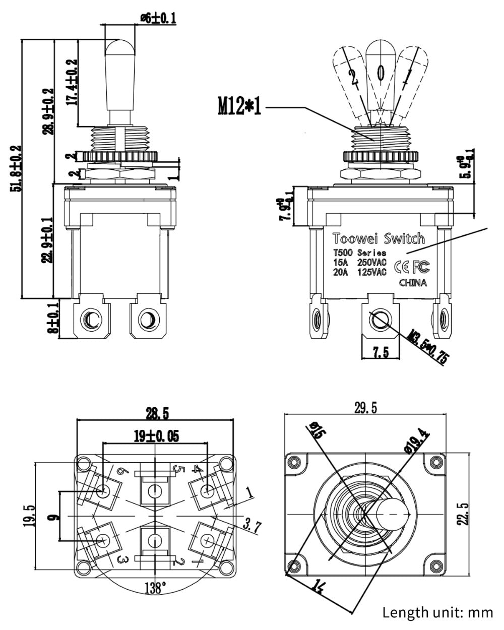 Momentary Screw Toggle Switch SPST SPDT DPST DPDT IP67 Rohs - KiwisLove