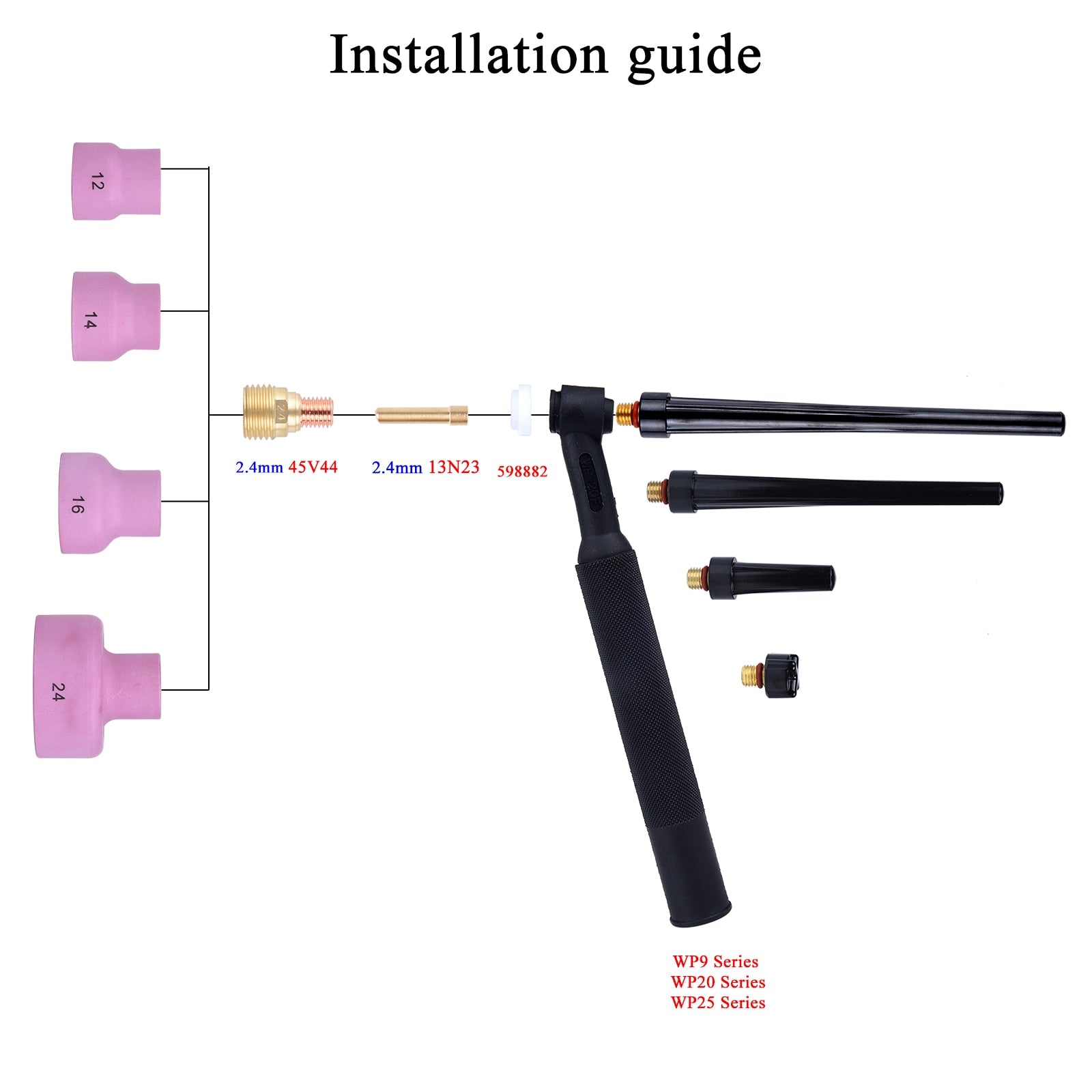 TIG Extra Large Alumina Ceramic Nozzle Cups Strainer Mesh Gas Lens - KiwisLove