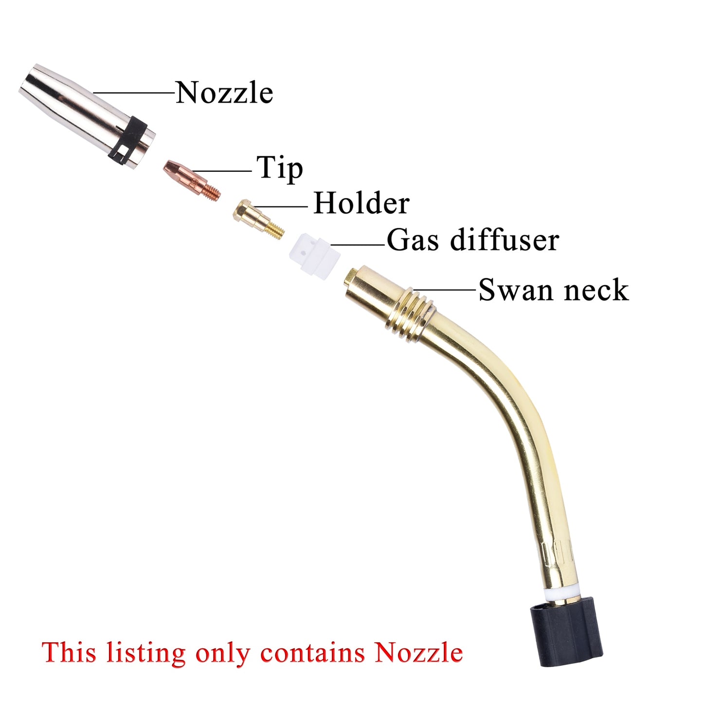 24KD Gas Nozzle Pure Copper Euro Conical Shield Cup Tips Nozzle - KiwisLove