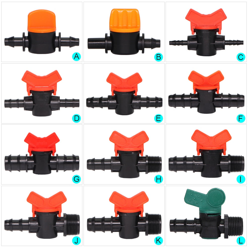 Drip Irrigation Mini Valve 1/2" 3/4" Male Thread To 16 20mm Pipe Water Switch Garden 4/7 8/11mm Hose Barbed WaterStop Connectors - KiwisLove