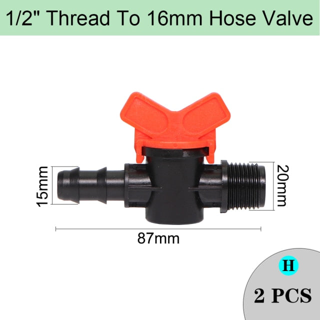 Drip Irrigation Mini Valve 1/2" 3/4" Male Thread To 16 20mm Pipe Water Switch Garden 4/7 8/11mm Hose Barbed WaterStop Connectors - KiwisLove