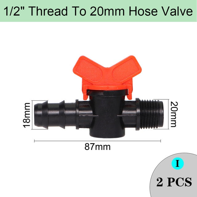 Drip Irrigation Mini Valve 1/2" 3/4" Male Thread To 16 20mm Pipe Water Switch Garden 4/7 8/11mm Hose Barbed WaterStop Connectors - KiwisLove