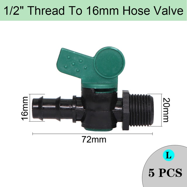 Drip Irrigation Mini Valve 1/2" 3/4" Male Thread To 16 20mm Pipe Water Switch Garden 4/7 8/11mm Hose Barbed WaterStop Connectors - KiwisLove