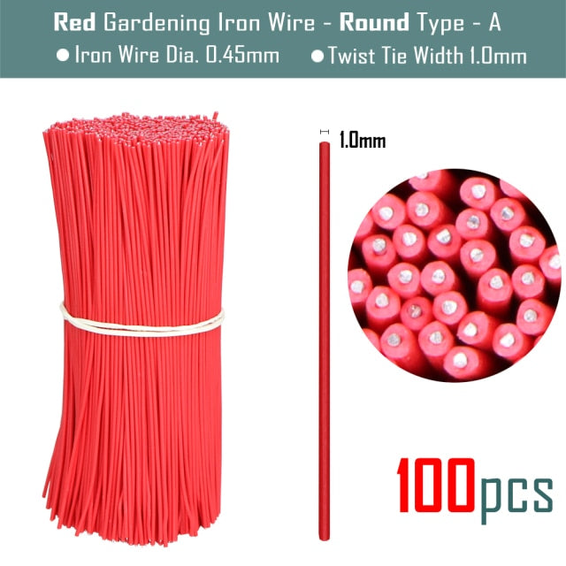 100PCS Round  Plastic Twist Tie with Iron Core Bendable Plant Training Wire - KiwisLove