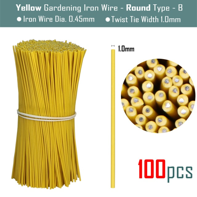 100PCS Round  Plastic Twist Tie with Iron Core Bendable Plant Training Wire - KiwisLove