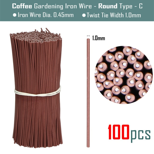 100PCS Round  Plastic Twist Tie with Iron Core Bendable Plant Training Wire - KiwisLove
