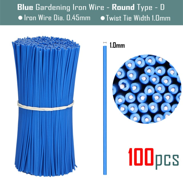100PCS Round  Plastic Twist Tie with Iron Core Bendable Plant Training Wire - KiwisLove