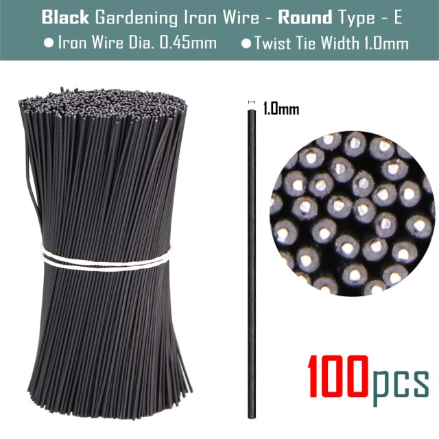 100PCS Round  Plastic Twist Tie with Iron Core Bendable Plant Training Wire - KiwisLove