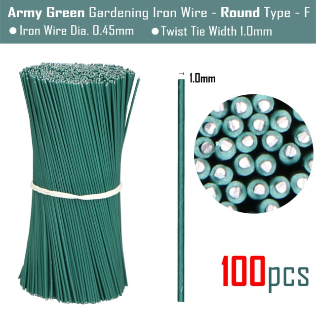 100PCS Round  Plastic Twist Tie with Iron Core Bendable Plant Training Wire - KiwisLove