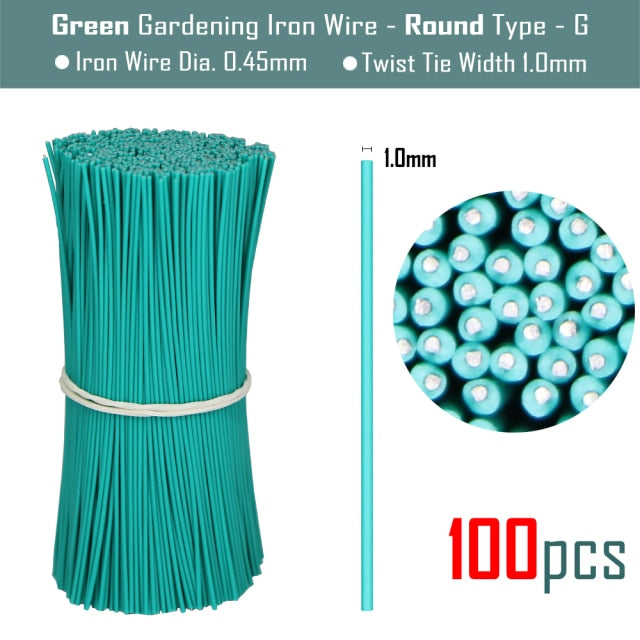 100PCS Round  Plastic Twist Tie with Iron Core Bendable Plant Training Wire - KiwisLove