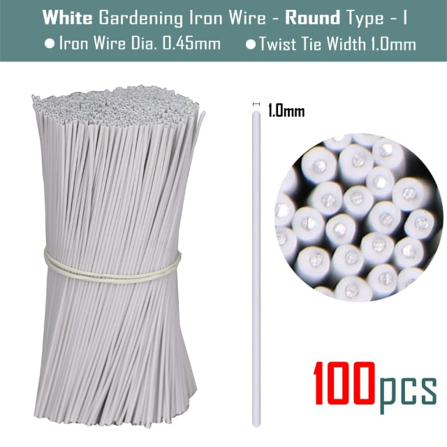 100PCS Round  Plastic Twist Tie with Iron Core Bendable Plant Training Wire - KiwisLove