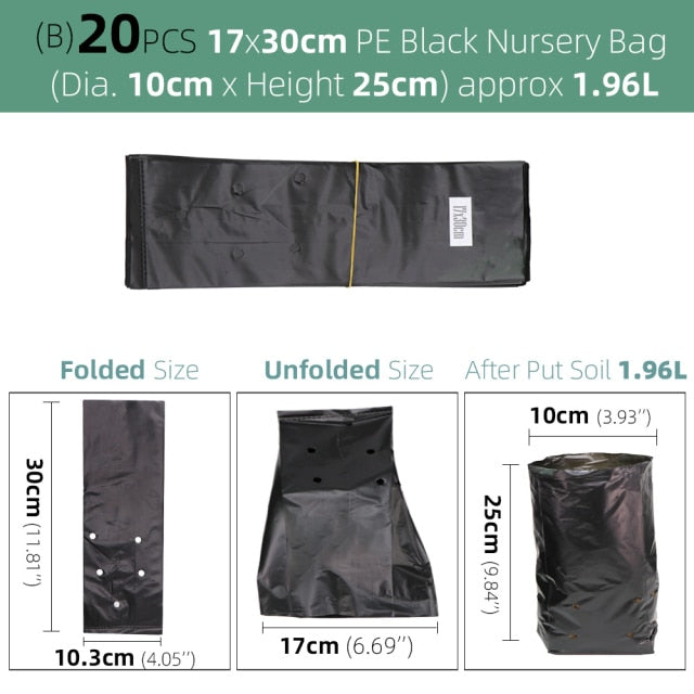 Garden PE Environmental Black Plastic Breathable Anti-UV Nursery Bags - KiwisLove