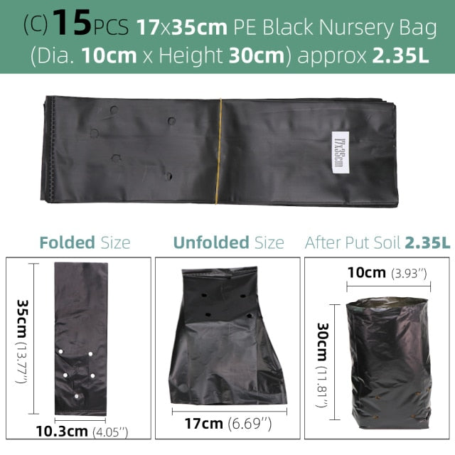 Garden PE Environmental Black Plastic Breathable Anti-UV Nursery Bags - KiwisLove