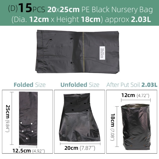 Garden PE Environmental Black Plastic Breathable Anti-UV Nursery Bags - KiwisLove