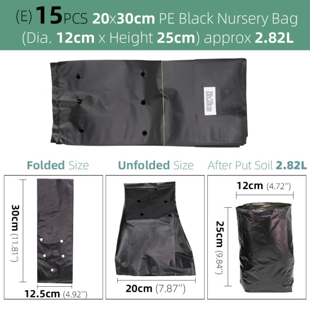 Garden PE Environmental Black Plastic Breathable Anti-UV Nursery Bags - KiwisLove