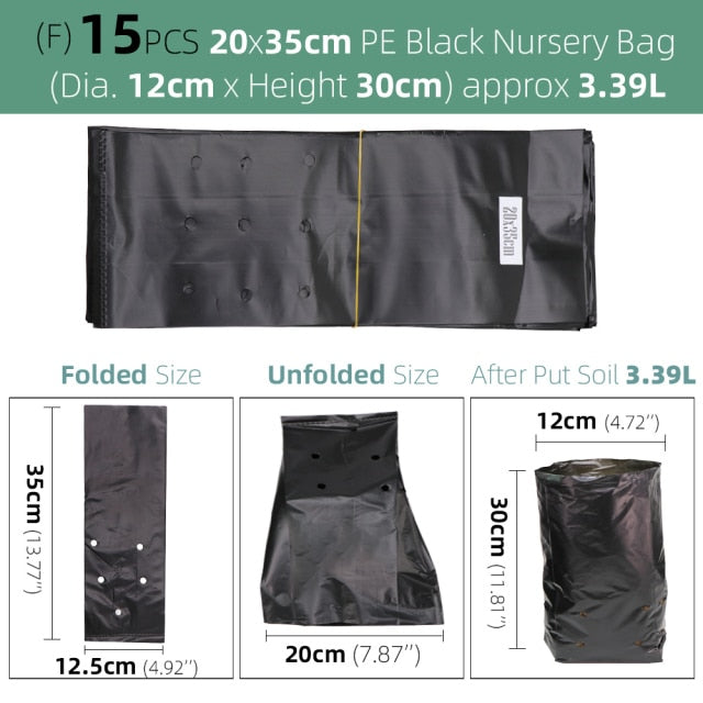 Garden PE Environmental Black Plastic Breathable Anti-UV Nursery Bags - KiwisLove