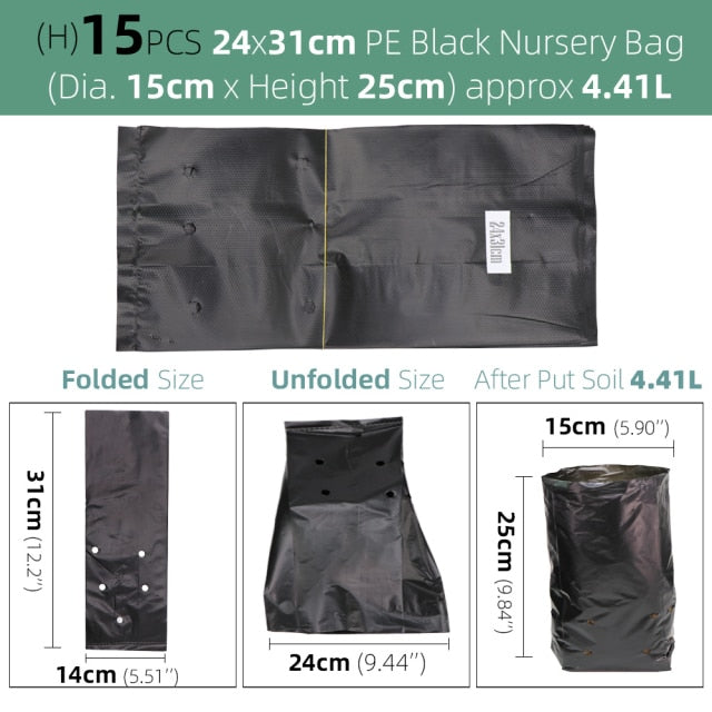 Garden PE Environmental Black Plastic Breathable Anti-UV Nursery Bags - KiwisLove