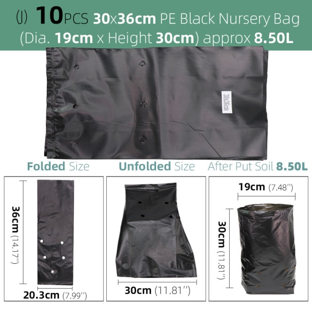 Garden PE Environmental Black Plastic Breathable Anti-UV Nursery Bags - KiwisLove