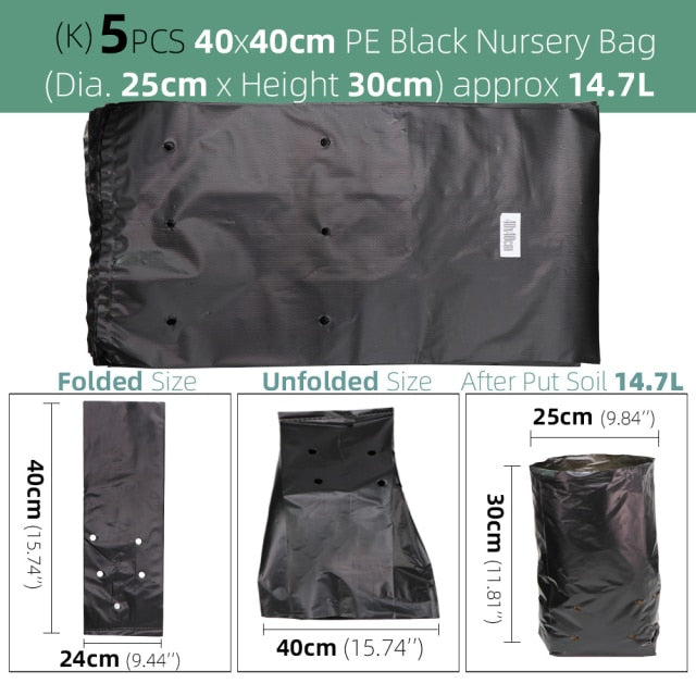 Garden PE Environmental Black Plastic Breathable Anti-UV Nursery Bags - KiwisLove