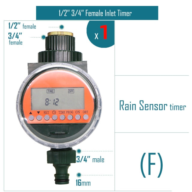 Garden Water Timer Rain Sensor Solar LCD Double Dial Controller - KiwisLove