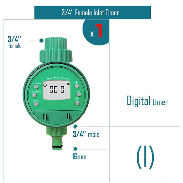 Garden Water Timer Rain Sensor Solar LCD Double Dial Controller - KiwisLove