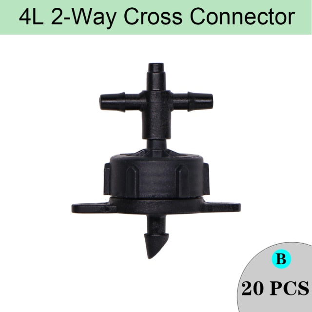 Irrigation Steady Flow Dripper With 4-Way 1/8" Water Pipe Cross Connector - KiwisLove
