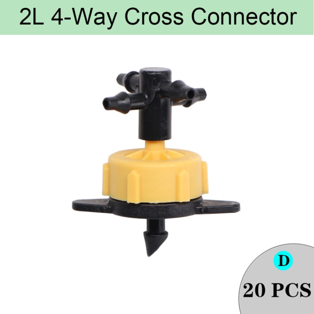 Irrigation Steady Flow Dripper With 4-Way 1/8" Water Pipe Cross Connector - KiwisLove