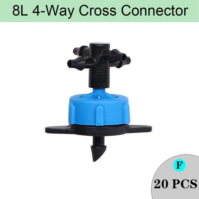 Irrigation Steady Flow Dripper With 4-Way 1/8" Water Pipe Cross Connector - KiwisLove