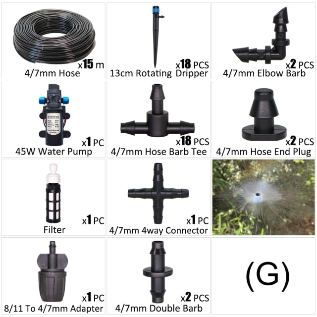 45W Water Pump Drip Irrigation Kit 1/4'' Hose Automatic Watering Device - KiwisLove