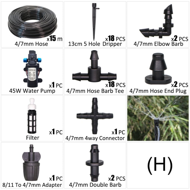 45W Water Pump Drip Irrigation Kit 1/4'' Hose Automatic Watering Device - KiwisLove