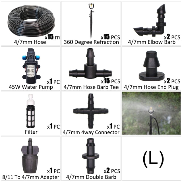 45W Water Pump Drip Irrigation Kit 1/4'' Hose Automatic Watering Device - KiwisLove