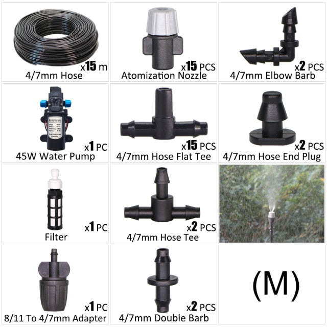 45W Water Pump Drip Irrigation Kit 1/4'' Hose Automatic Watering Device - KiwisLove