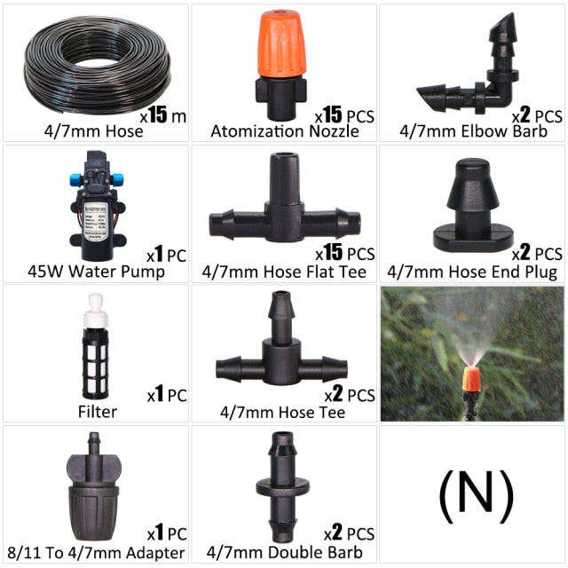 45W Water Pump Drip Irrigation Kit 1/4'' Hose Automatic Watering Device - KiwisLove