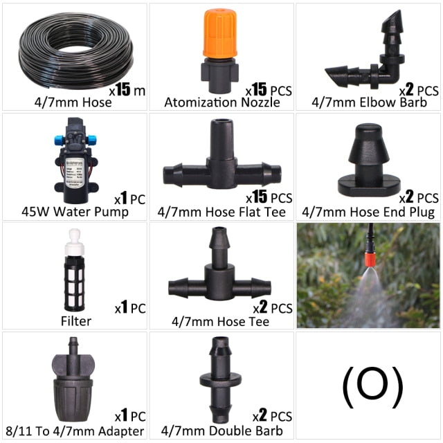45W Water Pump Drip Irrigation Kit 1/4'' Hose Automatic Watering Device - KiwisLove
