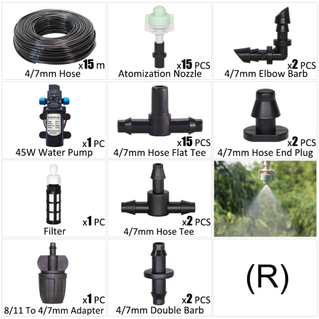 45W Water Pump Drip Irrigation Kit 1/4'' Hose Automatic Watering Device - KiwisLove