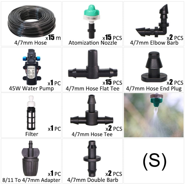 45W Water Pump Drip Irrigation Kit 1/4'' Hose Automatic Watering Device - KiwisLove