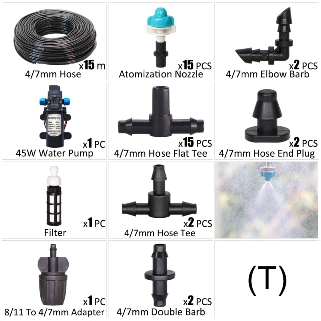 45W Water Pump Drip Irrigation Kit 1/4'' Hose Automatic Watering Device - KiwisLove