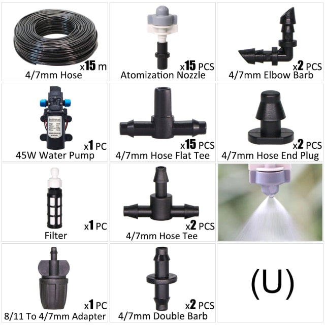 45W Water Pump Drip Irrigation Kit 1/4'' Hose Automatic Watering Device - KiwisLove