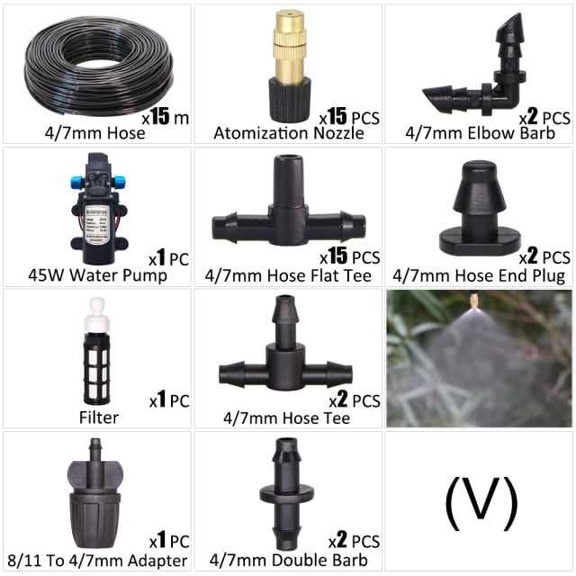 45W Water Pump Drip Irrigation Kit 1/4'' Hose Automatic Watering Device - KiwisLove