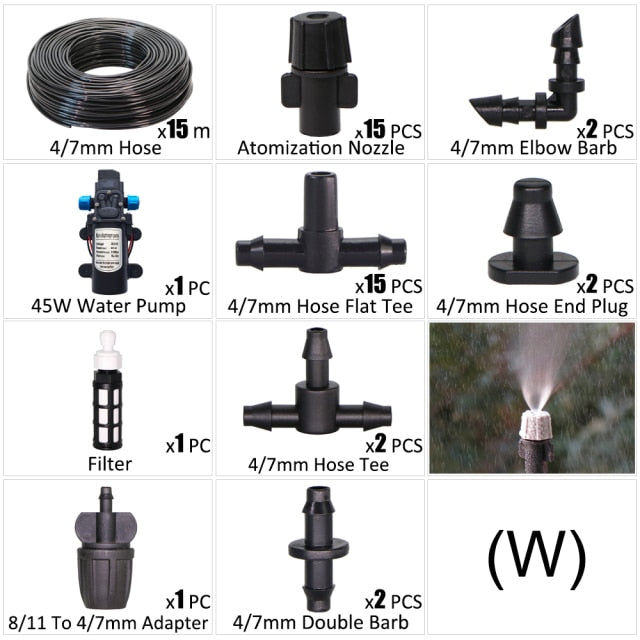 45W Water Pump Drip Irrigation Kit 1/4'' Hose Automatic Watering Device - KiwisLove