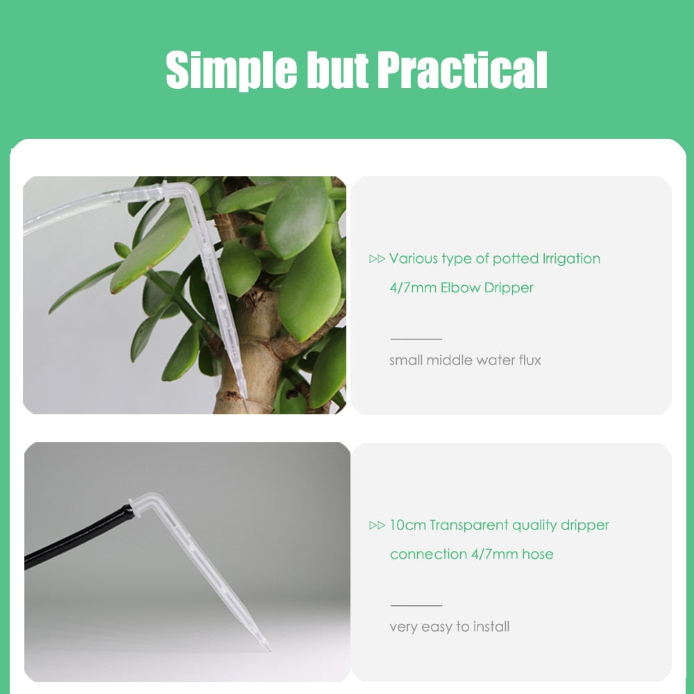 1/4" Hose Drip Irrigation Kit Transparent Bend Arrow Dripper Emitter Sprinkler - KiwisLove