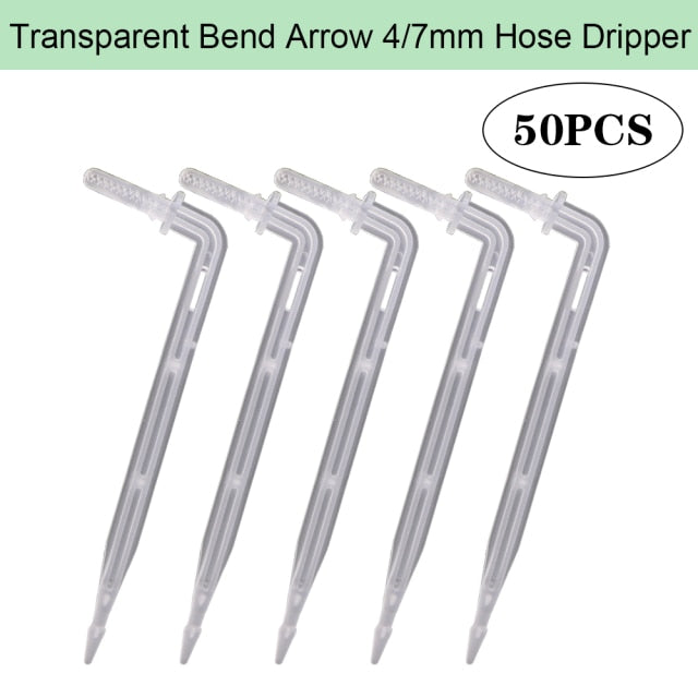 1/4" Hose Drip Irrigation Kit Transparent Bend Arrow Dripper Emitter Sprinkler - KiwisLove